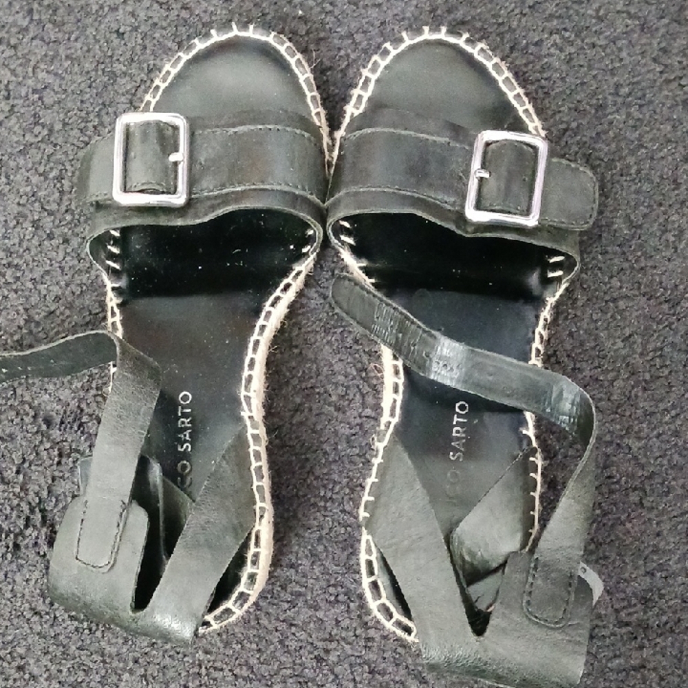 Franco Sarto Black Buckle Sandals